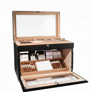 Humidor Adorini Portico Deluxe nero per 400 sigari, dal design compatto e moderno