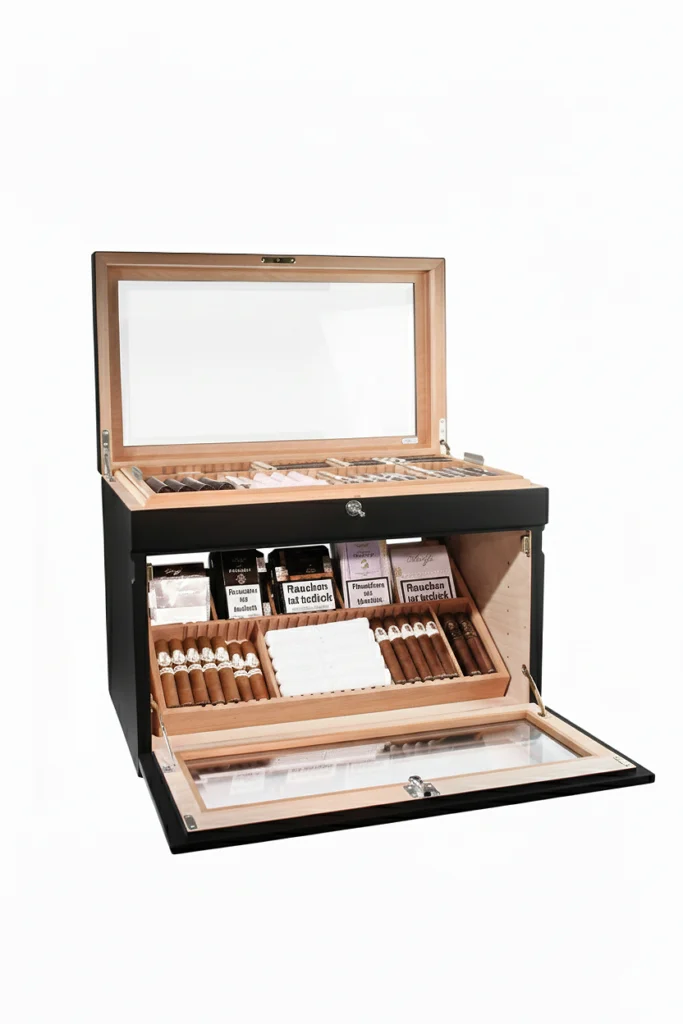 Humidor Adorini Portico Deluxe nero per 400 sigari, dal design compatto e moderno