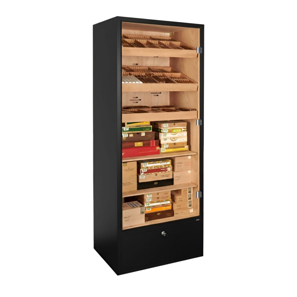 Adorini Primo Cabinet, humidor nero per 2.800 sigari, design moderno